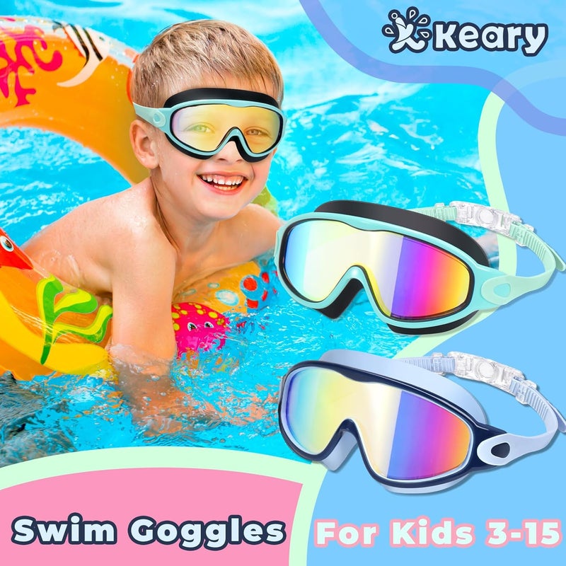 Keary 2 Pack Kids Swim Goggles for 3-15 UV Protection Anti-Fog Pool Water Swimming Goggles For Boys Girls Youth Toddler - Image 2